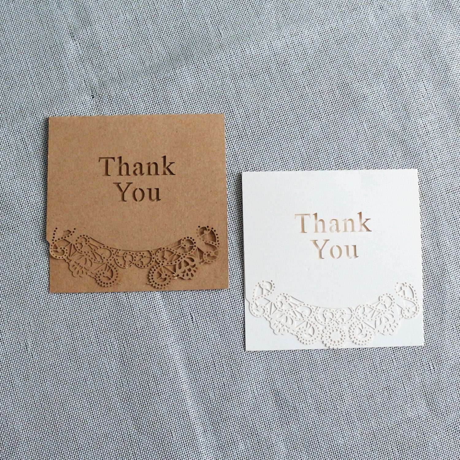 Thank You Card Customized Laser Cut Brown Paper Square Card 